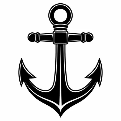 blackwork anchor tattoo design, black linework flash