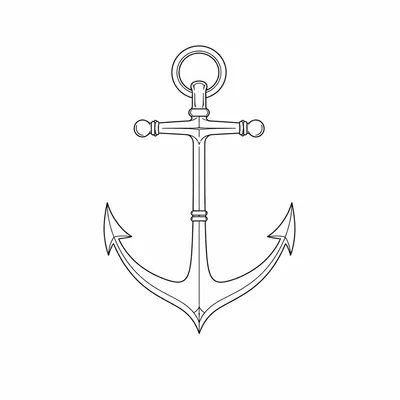 fine line anchor tattoo design, black linework flash