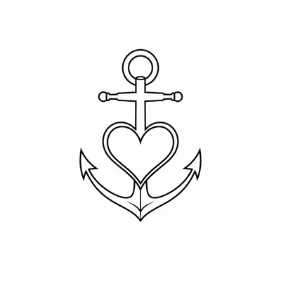 fine line anchor tattoo design, black linework flash