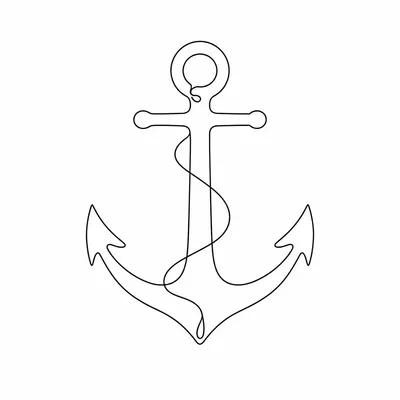 minimalist anchor tattoo design, black linework flash