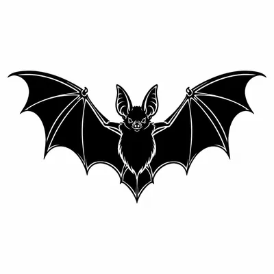 blackwork bat tattoo design, black linework flash