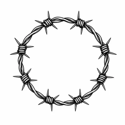 blackwork barbed-wire tattoo design, black linework flash