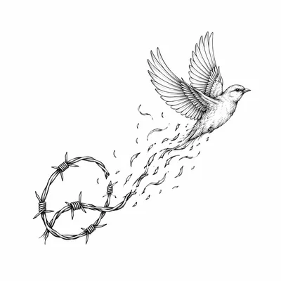 fine line barbed-wire tattoo design, black linework flash