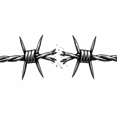 blackwork barbed-wire tattoo design, black linework flash