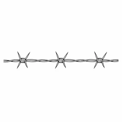 minimalist barbed-wire tattoo design, black linework flash