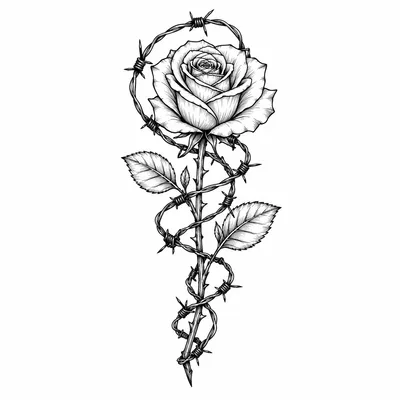 fine line barbed-wire tattoo design, black linework flash