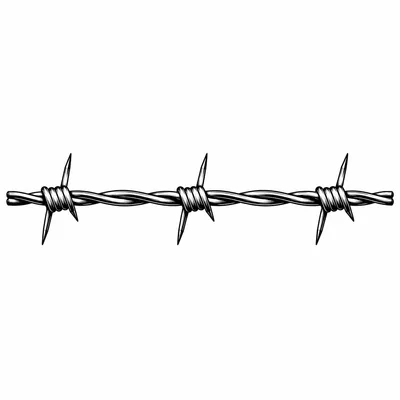 blackwork barbed-wire tattoo design, black linework flash