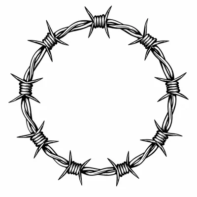 blackwork barbed-wire tattoo design, black linework flash