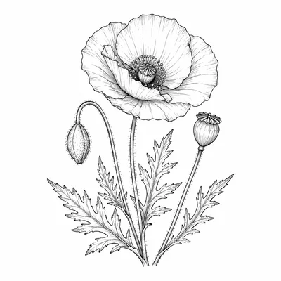 fine line birth-flower tattoo design, black linework flash