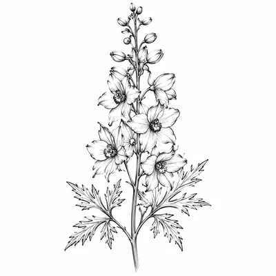 fine line birth-flower tattoo design, black linework flash