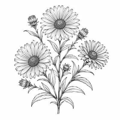 fine line birth-flower tattoo design, black linework flash