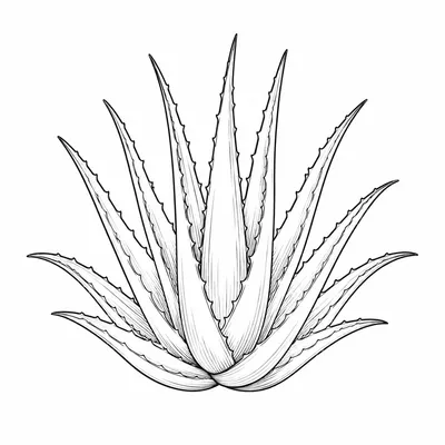fine line aloe tattoo design, black linework flash