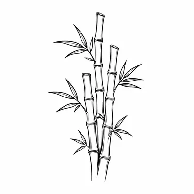 minimalist bamboo tattoo design, black linework flash