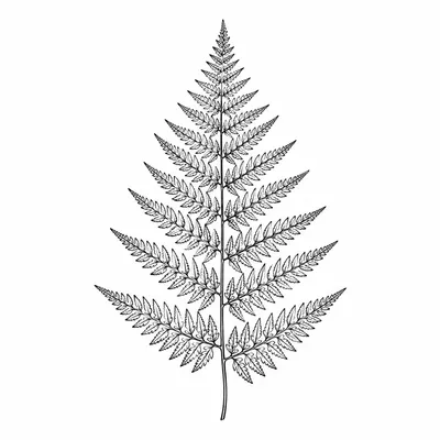 fine line fern tattoo design, black linework flash