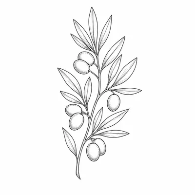 fine line olive tattoo design, black linework flash