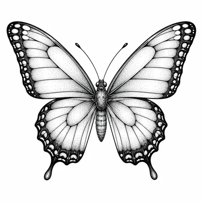geometric butterfly tattoo design, black linework flash