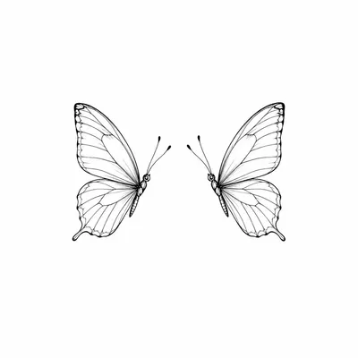 fine line butterfly tattoo design, black linework flash
