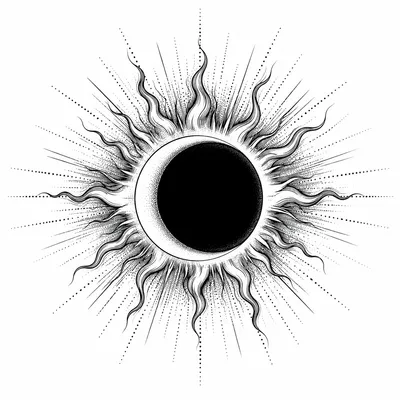 geometric celestial tattoo design, black linework flash