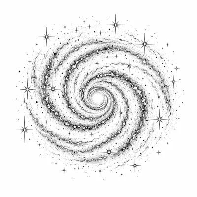 geometric celestial tattoo design, black linework flash