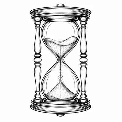 fine line clock tattoo design, black linework flash