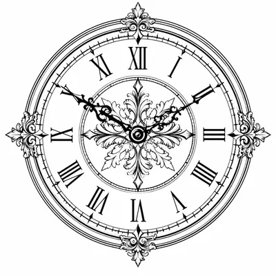 fine line clock tattoo design, black linework flash