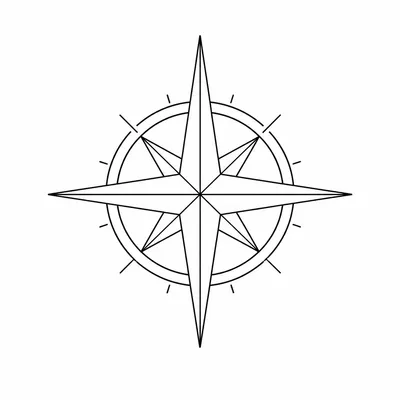 minimalist compass tattoo design, black linework flash
