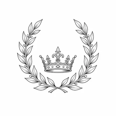 fine line crown tattoo design, black linework flash