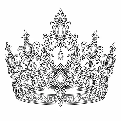 ornamental crown tattoo design, black linework flash