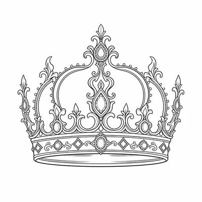 fine line crown tattoo design, black linework flash