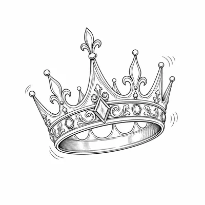 fine line crown tattoo design, black linework flash