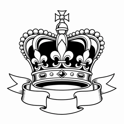 traditional crown tattoo design, black linework flash
