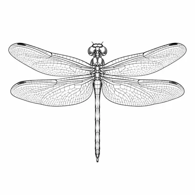 fine line dragonfly tattoo design, black linework flash