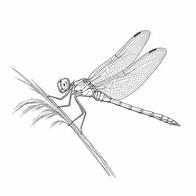 fine line dragonfly tattoo design, black linework flash
