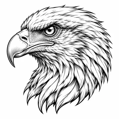 blackwork eagle tattoo design, black linework flash