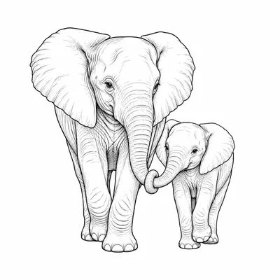 fine line elephant tattoo design, black linework flash