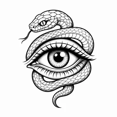 neo traditional eye tattoo design, black linework flash