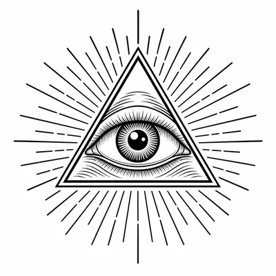 geometric eye tattoo design, black linework flash