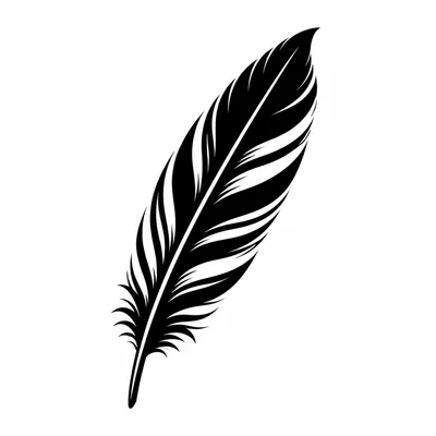 blackwork feather tattoo design, black linework flash