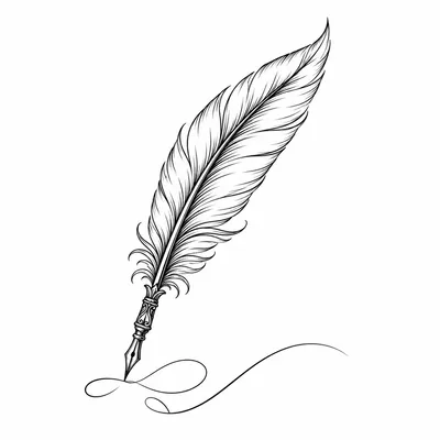 fine line feather tattoo design, black linework flash