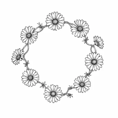 fine line flower tattoo design, black linework flash