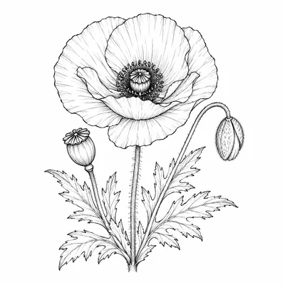 fine line flower tattoo design, black linework flash