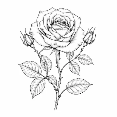 fine line flower tattoo design, black linework flash