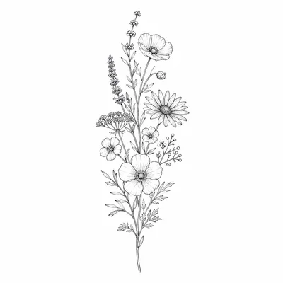 fine line botanical tattoo design for the forearm, black linework flash