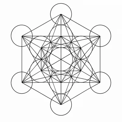 geometric metatron tattoo design, black linework flash