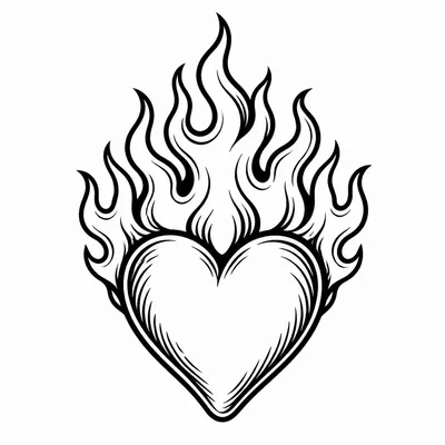 american traditional heart tattoo design, black linework flash