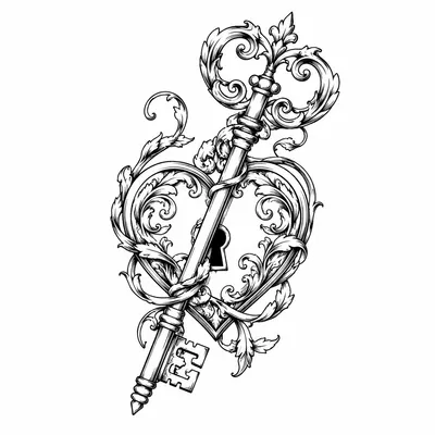 fine line heart tattoo design, black linework flash