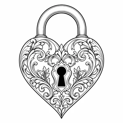fine line heart tattoo design, black linework flash
