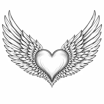 fine line heart tattoo design, black linework flash
