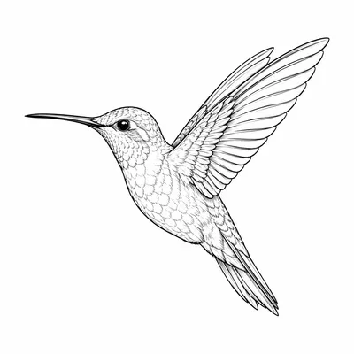 fine line hummingbird tattoo design, black linework flash