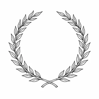 fine line laurel wreath tattoo design, black linework flash